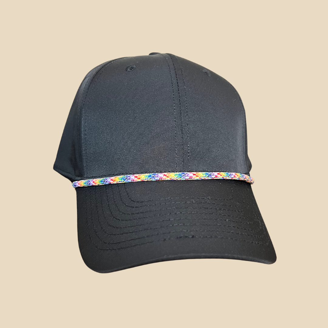 Rainbow hat rope attachment for baseball caps and golf hats – detailed texture view