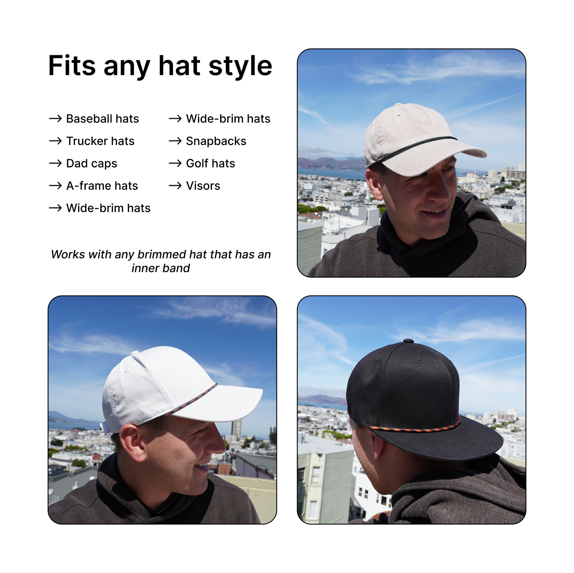 Types of hats that you can attach a rope to