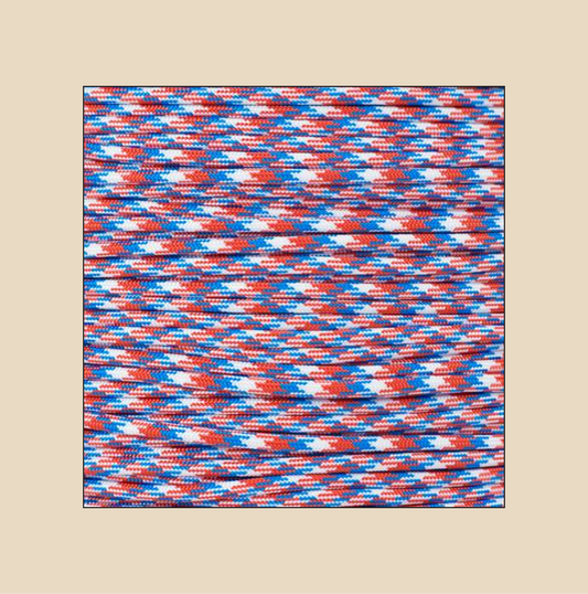 Blue, Red, USA, White hat rope attachment for baseball caps and golf hats – detailed texture view
