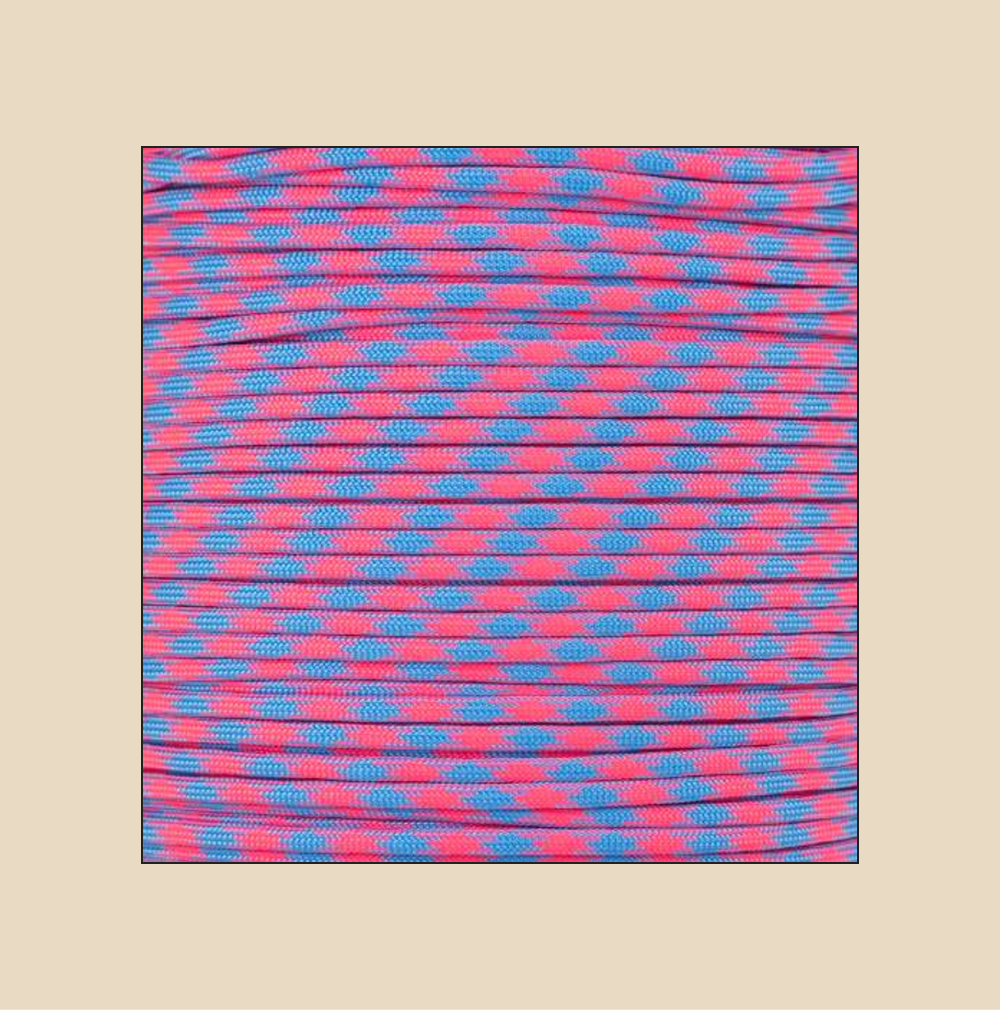 Blue, Pink hat rope attachment for baseball caps and golf hats – detailed texture view