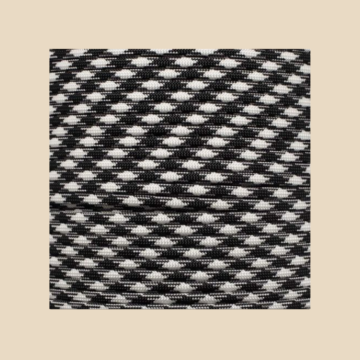 Black, White hat rope attachment for baseball caps and golf hats – detailed texture view
