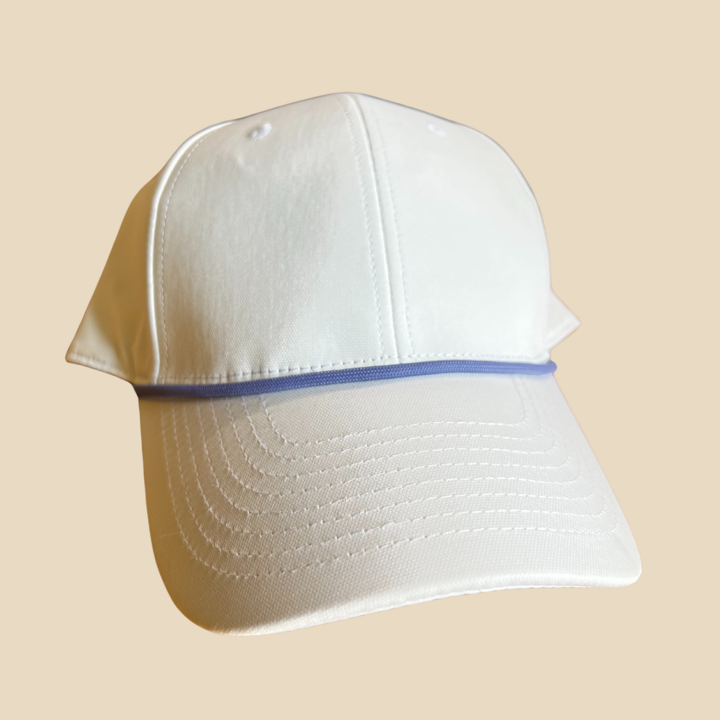 Hat styled with a Purple attachable hat rope accessory