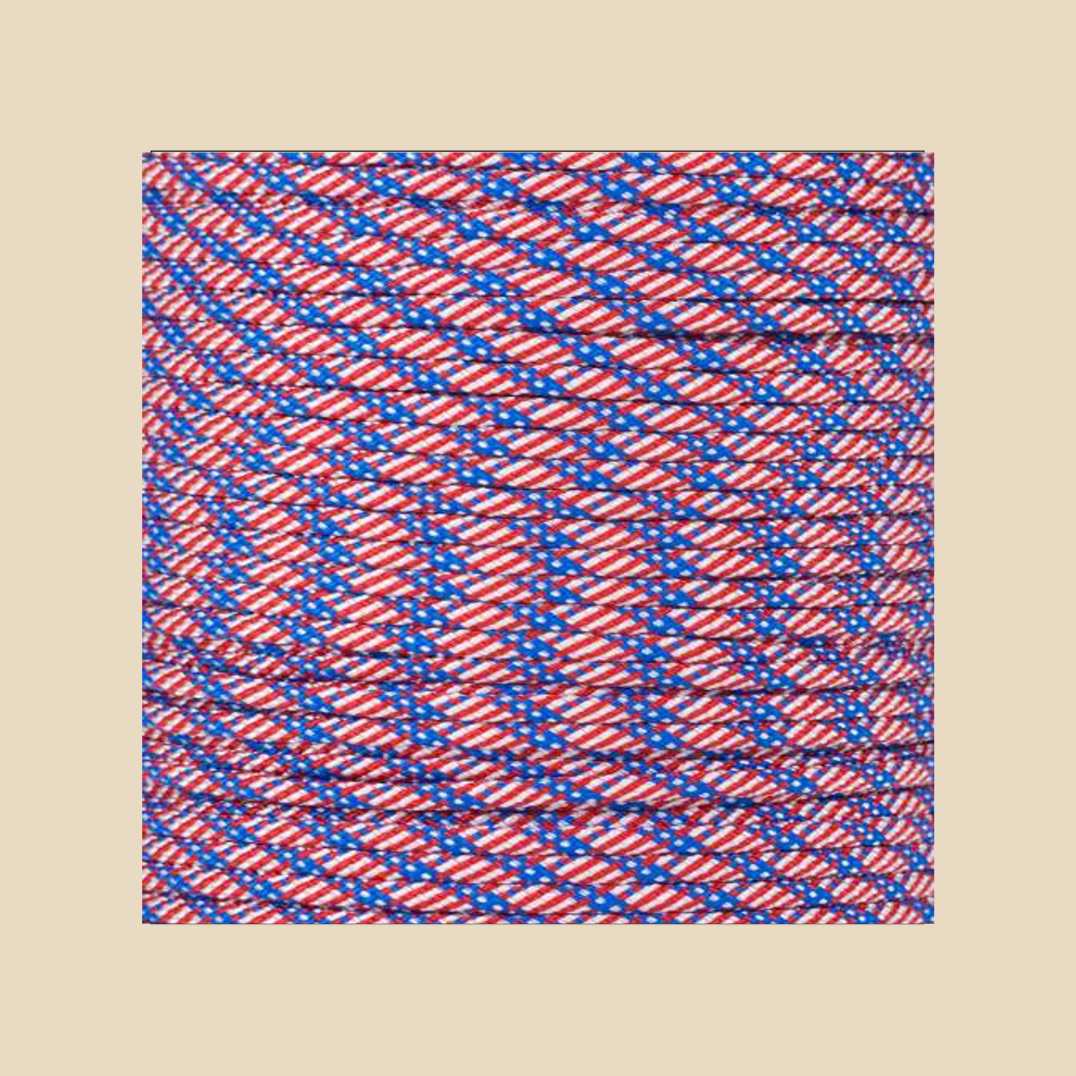 Blue, Red, USA, White hat rope attachment for baseball caps and golf hats – detailed texture view