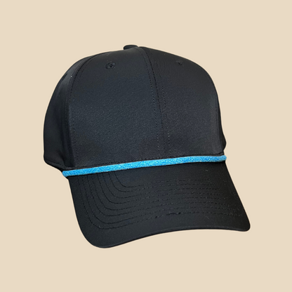 Blue hat rope attachment for baseball caps and golf hats – detailed texture view