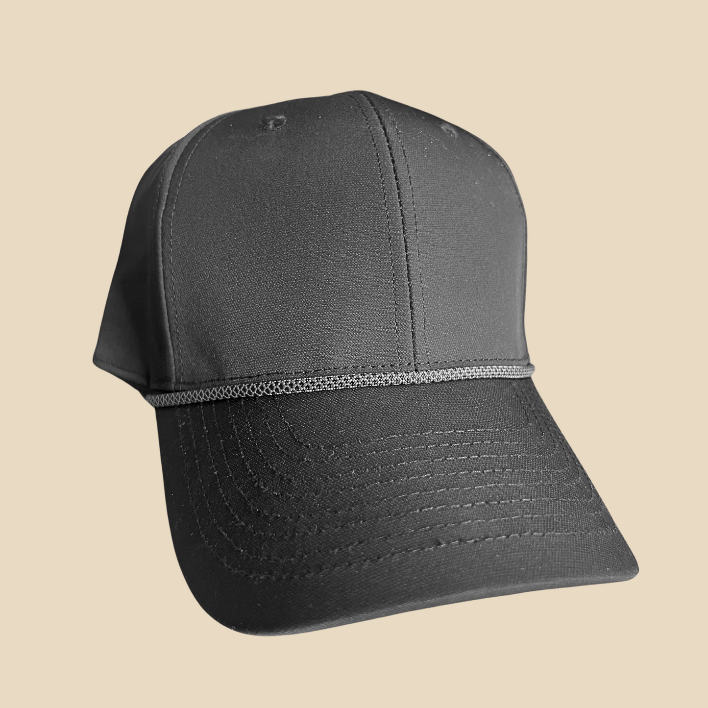 Hat styled with a Black, Gray attachable hat rope accessory