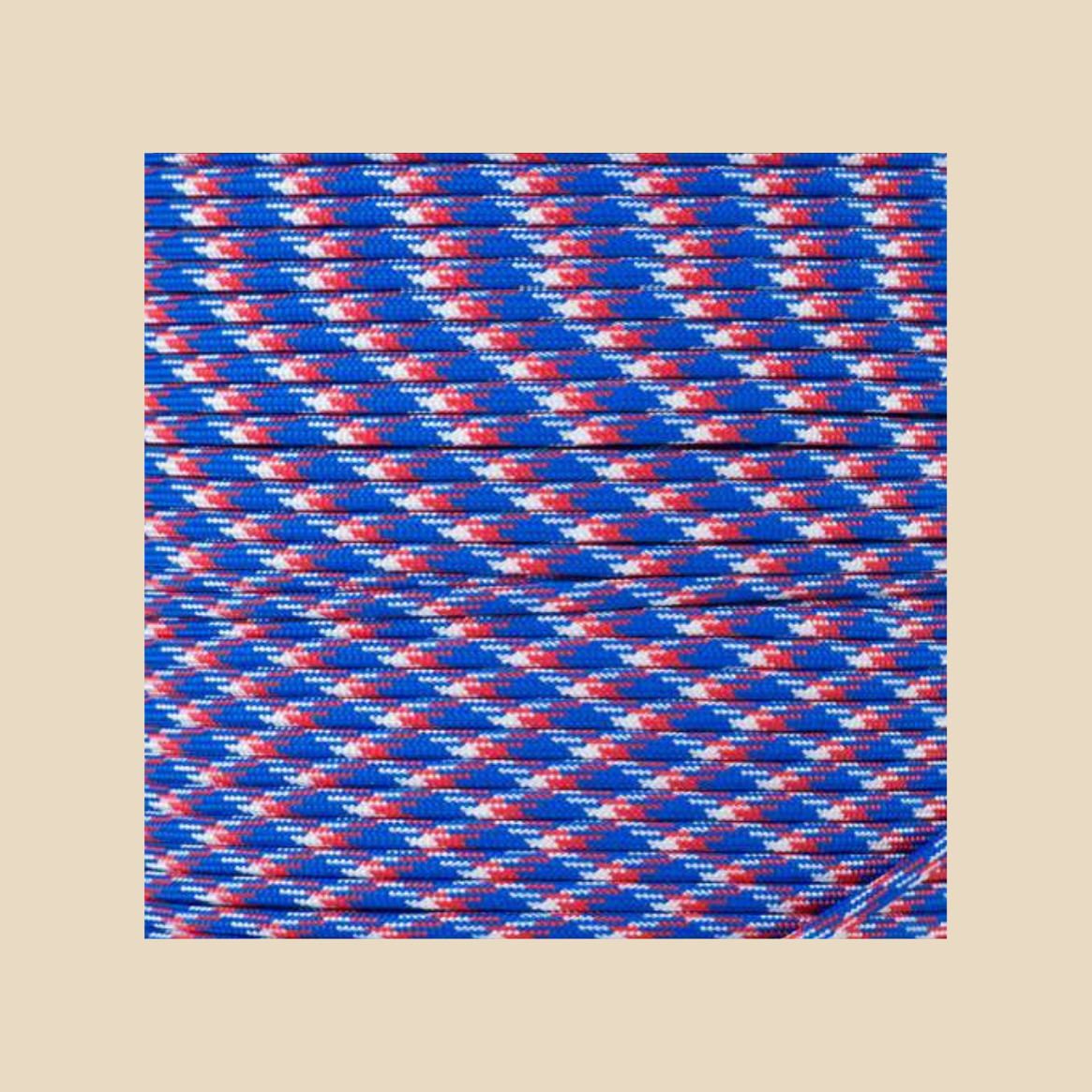 Blue, Red, USA, White hat rope attachment for baseball caps and golf hats – detailed texture view