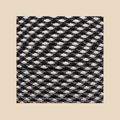 Black, White hat rope attachment for baseball caps and golf hats – detailed texture view
