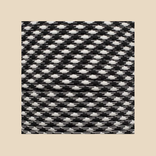 Black, White hat rope attachment for baseball caps and golf hats – detailed texture view