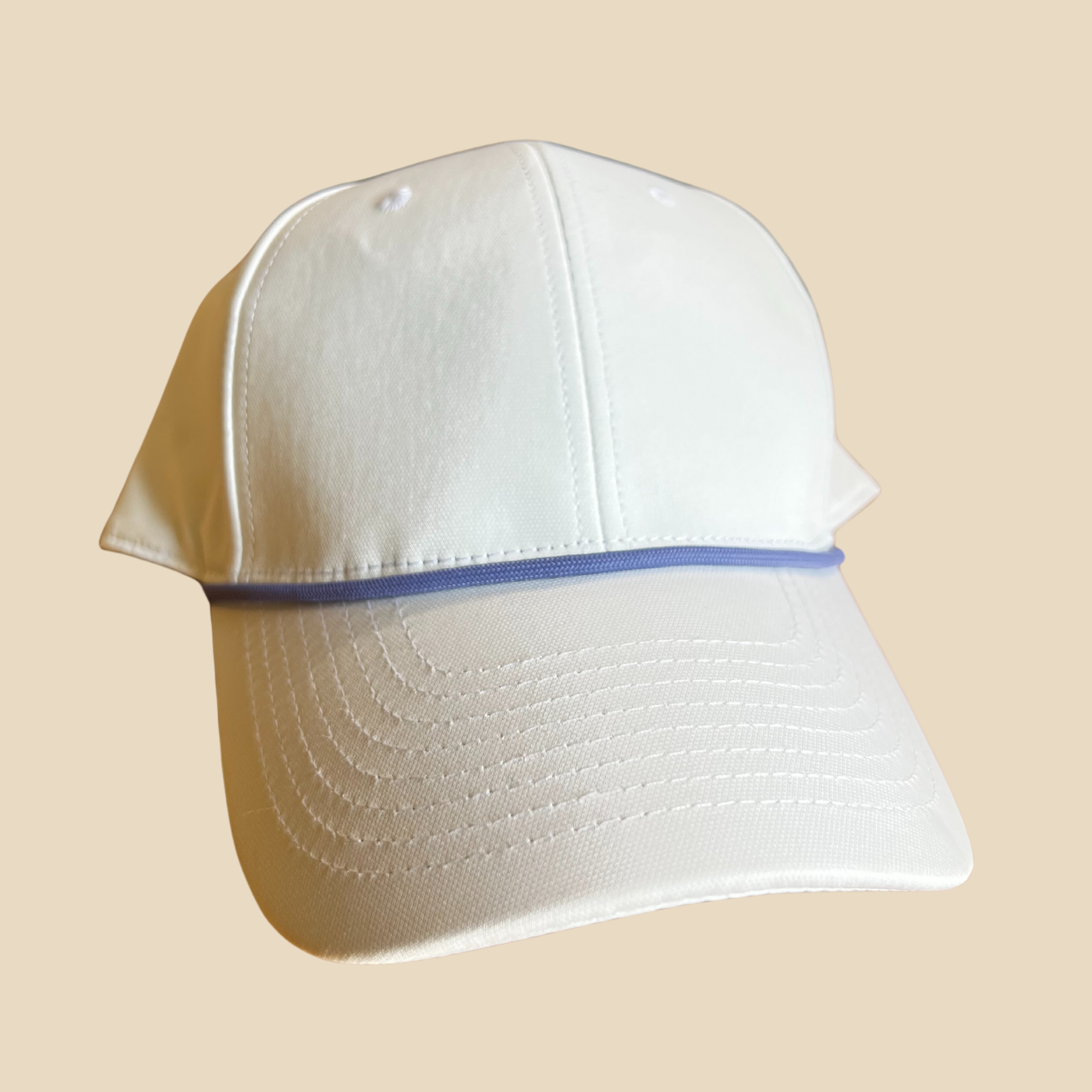 Hat styled with a Purple attachable hat rope accessory
