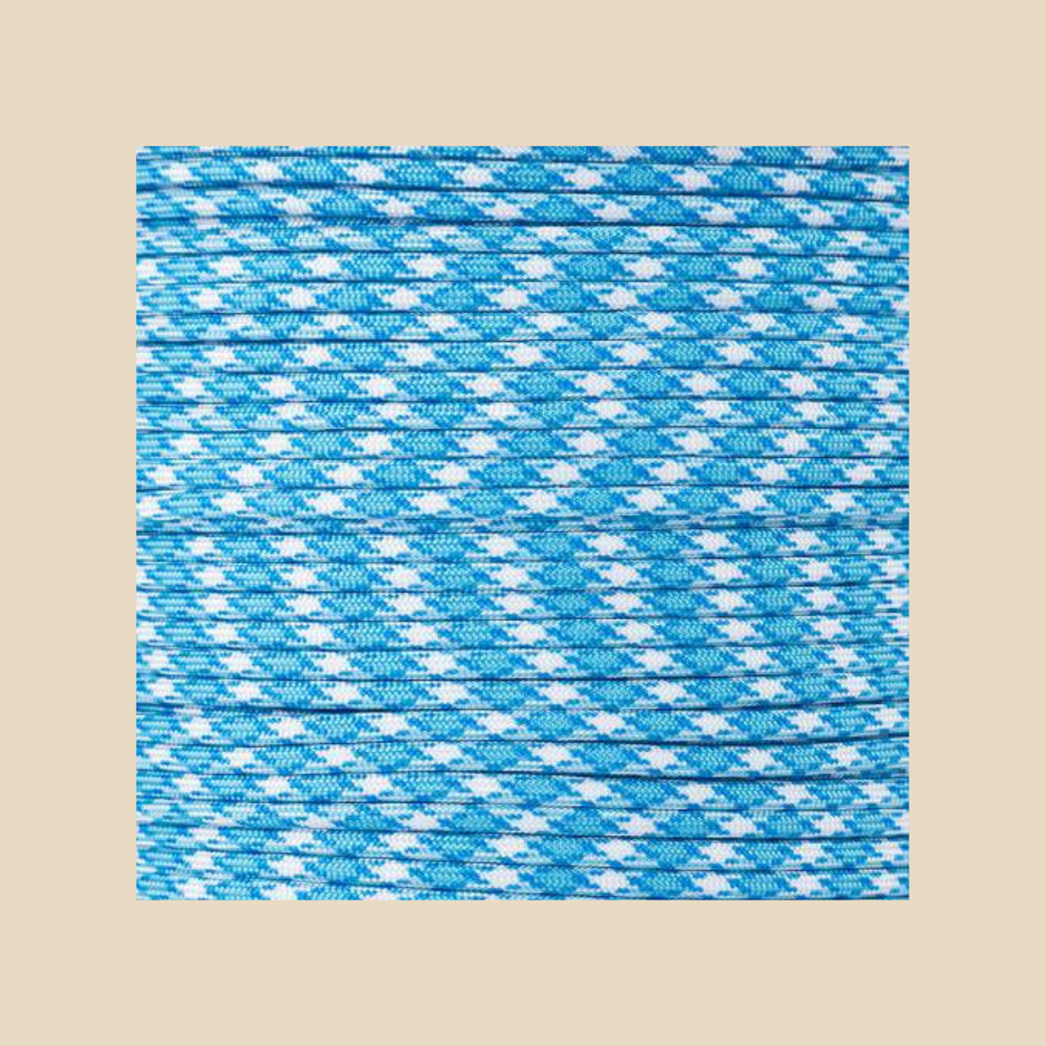 Blue, White hat rope attachment for baseball caps and golf hats – detailed texture view