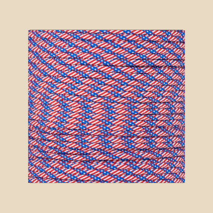 Blue, Red, USA, White hat rope attachment for baseball caps and golf hats – detailed texture view