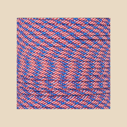 Blue, Red, USA, White hat rope attachment for baseball caps and golf hats – detailed texture view